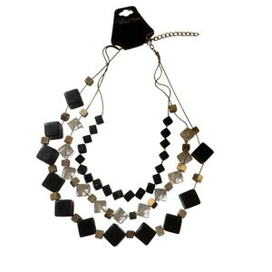 NEW! Black and Gold Layered Beaded Necklace